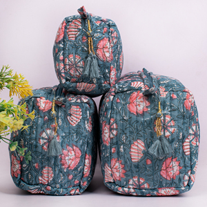 Handmade Eco-Friendly Bohemian Floral Prints Unisex Reusable Lightweight Multi-Function <b>Travel</b> <b>Pouch</b> Durable Cotton Cosmetic Bag - Product Image 2