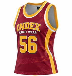 Camiseta de baloncesto para hombre INDEX, color marrón y amarillo, cuello redondo, sin mangas, número 56, ropa deportiva de malla transpirable - Product Image 5