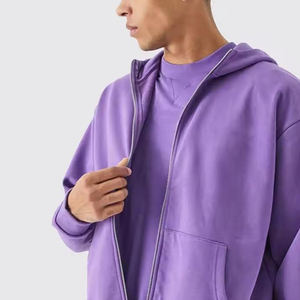 Conjunto de Sudadera con Capucha y Cremallera para Hombre, Color Morado, Pantalones Deportivos de Felpa Francesa, Corte Regular, Ropa de Otoño - Product Image 6