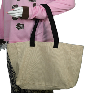 Sac fourre-tout écologique en coton biologique 100% uni, réutilisable, avec fermeture éclair, design personnalisé, couleur unie, pour femme, style musical, faible MOQ - Product Image 2