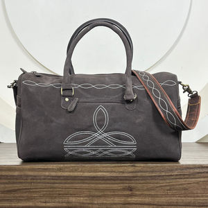 Usine en gros Design à la mode en cuir repoussé à la main grande capacité sac de voyage personnalisé en cuir de vache véritable unisexe sacs de sport - Product Image 5