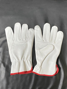 Wholesale Price White Leather Safety Work <b>Gloves</b> Breathable Anti-Vibration Durable Anti-Slip Straight Cuff General Purpose - Product Image 2