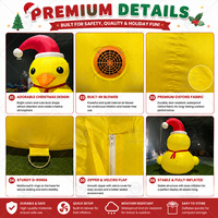 Anatra Gonfiabile Gigante 3M per Natale, Gialla con Cappello da Babbo Natale, Luci LED Integrate e Ventilatore, Decorazioni da Esterno in Tessuto Oxford