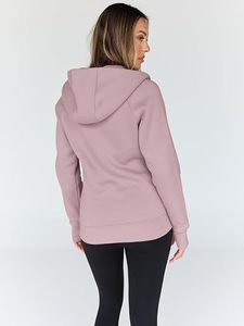 Women's Hooded Full Zip Sweatshirt Regular Fit Solid Color Cotton Bamboo Fiber Knitted Autumn Wear - Product Image 5
