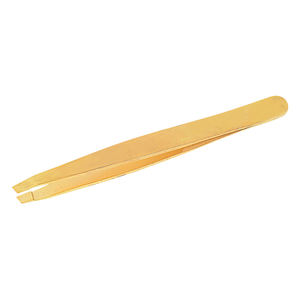 Pince à épiler professionnelle plaquée or à pointe inclinée, multi-usages, avec poignées antidérapantes confortables - Product Image 1