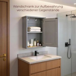 Mobile da Bagno Grigio P2 in MDF con Una Porta e Un Ripiano 34,6*20*50cm Finitura Verniciata - Product Image 5