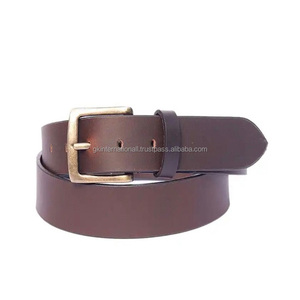 Cinturón casual de cuero genuino 100% de dos tonos personalizado para hombres y mujeres con hebilla ajustable de latón macizo para jeans. - Product Image 1