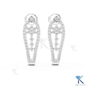 ต่างหูเพชรทรงกลมแบบเปิดครึ่งวงกลม ฝังเพชรแบบปาเว่ ทองคำแท้ 14K/18K  งานฝังเพชรแบบ CVD HPHT เพชรเพาะเลี้ยงในห้องปฏิบัติการ  เครื่องประดับหรูหราสำหรับงานแต่งงานสำหรับผู้หญิง - Product Image 6