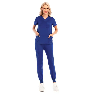 Women's V-Neck <b>Scrub</b> <b>Set</b> Short Sleeve Medical Uniform Nursing Workwear Hospital Suit Custom Logo - Product Image 6