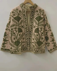 Chaqueta Bomber de Algodón para Mujer, Hecha a Mano, con Bordado Suzani, Transpirable, Estilo Boho Chic, Cierre de Cremallera, Cuello Mandarín, Vintage - Product Image 1