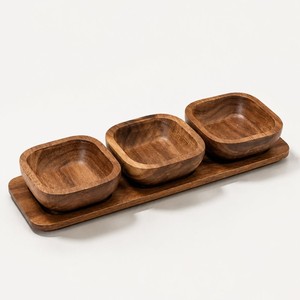 Plat à sauce en bois, ensemble de service en bois très vendu, contenants de haute qualité pour snacks et épices - Product Image 2
