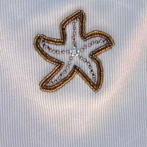 Camiseta de moda con bordado de cuentas y abalorios, elegante, de moda, con cuentas hechas a mano, superventas, color personalizable, camiseta blanca - Product Image 1