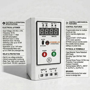 Hydroplus Digital <b>Timer</b> Automation Controller for Solar Cleaning Pump Automation <b>Irrigation</b> Borewell Tank Filling Sequence Unit - Product Image 4