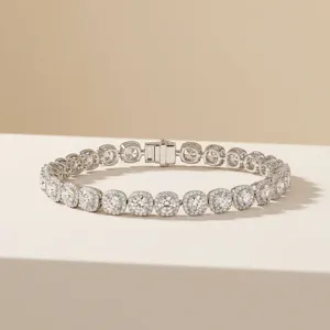 Luxury Pave Halo Emerald Cut Diamond Bracelet 14K Gold Plated Hip Hop Style Unisex IGI Certified Custom Manufacturer Wholesale - Product Image 1