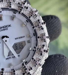 Reloj Blanco con Incrustaciones de Moissanita, Joyería Hip Hop, Reloj de Pulsera de Lujo con Diamantes Negros - Product Image 3