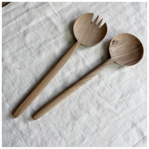 Ensemble de cuillères et fourchettes en bois de haute qualité pour salade, ustensiles de service en bois avec long manche, accessoires de cuisine - Product Image 1