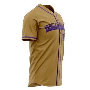High quality polyester baseball jerseys for men Polyester Button <b>Down</b> Short Sleeve Moisture Wicking Jersey - Product Image 2