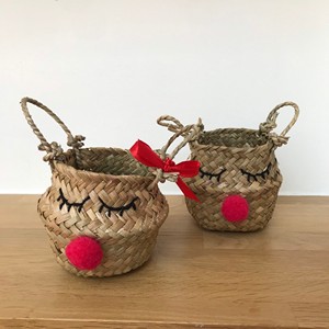 Sacs de rangement pour cadeaux de Noël, panier en jonc de mer en forme d'étoile avec poignée, paniers en jonc de mer écologiques - Product Image 6