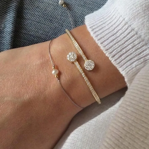 กำไลข้อมือทองคำโรสโกลด์ 14K ประดับเพชร DEF VVS 0.90 กะรัต เพชรแล็บทรงกลมแบบไมโครเพฟ กำไลข้อมือแบบเปิดสำหรับเธอ - Product Image 4