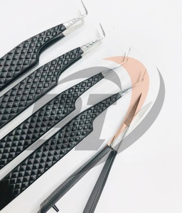 Pince à épiler d'extension de cils en acier inoxydable à revêtement noir à 90 et 45 degrés avec ciseaux à ressort professionnel durable - Product Image 2