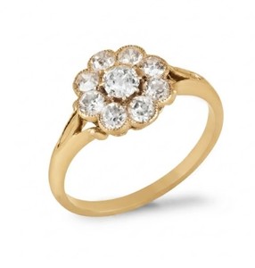 0.25 Carats 14K 18K Solid Gold Coronet Cluster Ring Set Centre Eight Round Old Cut Lab Diamond Open Back Claw Setting Fine Ring - Product Image 4