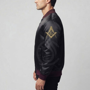 Veste maçonnique classique d'hiver avec logo brodé sur le devant, tissu de qualité supérieure, streetwear pour les cérémonies et les occasions spéciales - Product Image 5
