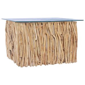 Tavolino in legno di Teak massiccio con piano in vetro 26 \ "x26 \" x15.7 \ "-resistente ed elegante - Product Image 5