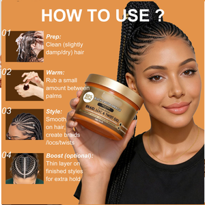 Candy Memory 340g Crème Coiffante Tressage Fixation Forte pour le Contrôle des Bords et des Frisottis des Cheveux Tressés/Locs/Twists et Huile de Ricin Noire - Product Image 6