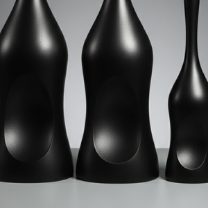 Ensemble moderne de 3 vases de table portables en aluminium moulé à la main, de forme irrégulière, à long col, avec un design sculptural minimaliste - Product Image 5