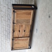 Meuble buffet en bois de manguier massif sculpté à la main, finition mate antique industrielle, 3 tiroirs, pour salon, vente chaude