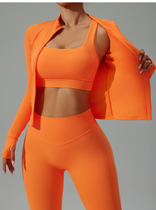 Ensemble de yoga uni pour femme, 2 pièces, col roulé, legging taille haute et crop top, sans couture, en Spandex et Polyester, tenue d'entraînement longue - Product Image 6