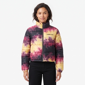 <b>Women</b> Fashion Puffer Coat Cropped Bubble <b>Jacket</b> <b>Winter</b> <b>Warm</b> Wear Tie Dye Sublimation Custom Printed Logo - Product Image 1