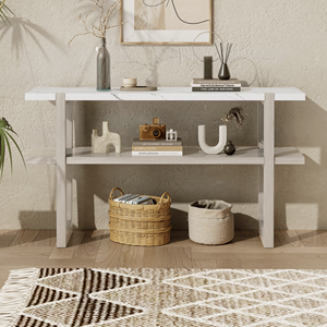 Elegante consolle retrò con soluzioni di archiviazione versatili piano effetto marmo per ingresso e soggiorno - Product Image 2