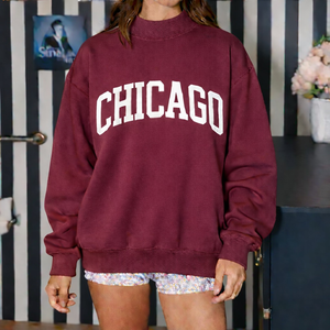 เสื้อสเวตเชิ้ตผู้หญิงทรงโอเวอร์ไซส์ แขนยาว สไตล์สตรีทแวร์ สำหรับฤดูหนาวและฤดูใบไม้ร่วง ปักลายตัวอักษร ผ้าฟลีซ คอเต่า  รักษ์โลก - Product Image 4