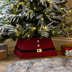 High Quality OEM ODM Factory Wholesale Seagrass Christmas Tree Skirt with Red Fabric Wicker Tree Base Made in Vietnam - Product Image 1