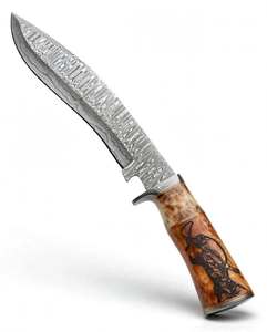 Herramienta Artesanal de Acero de Damasco con Mango de Hueso Grabado, Pieza Ejecutiva de Exhibición - Product Image 1