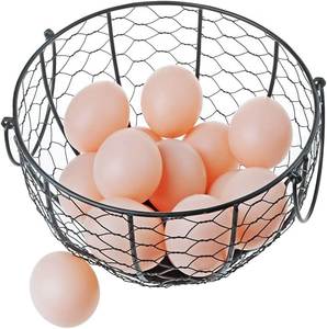 Metal <b>Wire</b> <b>Storage</b> <b>Basket</b> Bowl Shape With Handle For Food <b>Storage</b> Rustic Design - Product Image 5