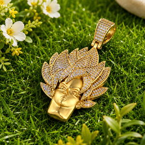 Unique Hip Hop Design Lab Grown Diamond Unisex Custom Iced Goku Saiyan Face <b>Gold</b> Plated 925 Silver Fine Jewelry <b>Pendants</b> Gift - Product Image 5