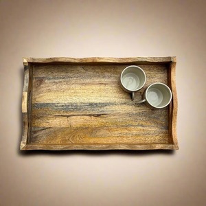 Handmade Natural Wooden Serving <b>Tray</b> Rectangle Wabi Sabi Design Unfinished Wood Tableware <b>Storage</b> <b>Tray</b> for Kitchen Home Office - Product Image 3