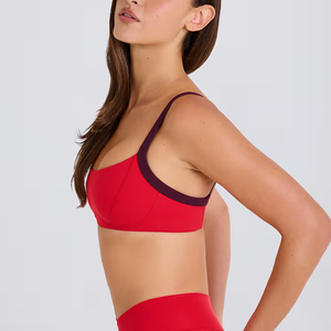 2025 <b>Women</b> Fashion Activewear Contrast Straps Padded Cropped Sexy Open Back Nylon Stretchy Lightweight Soft Top Yoga Sports Bra - Product Image 3