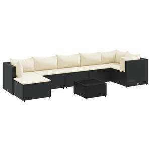 Set Lounge da Giardino Nero e Bianco Crema per Esterni - Product Image 2
