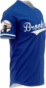 Maillot de baseball boutonné bleu pour homme, taille 42, style années 90, hip-hop, chemises de baseball brodées - Product Image 3