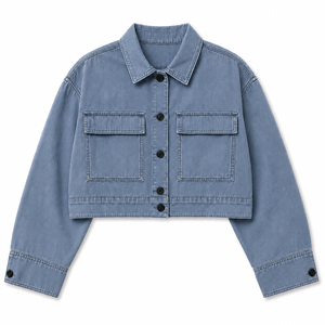 Women's Cream <b>Cropped</b> <b>Denim</b> <b>Jacket</b> Vintage Washed Embroidered Waterproof Breathable Cotton Button Front Casual Winter Summer - Product Image 6