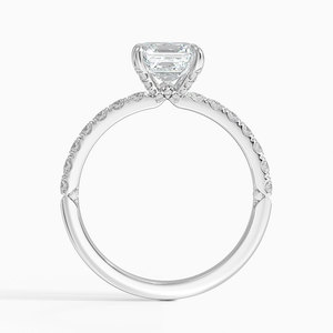 แหวน BOJ รุ่น 050 ทรง Asscher Cut เงินแท้ 925 ประดับเพชรเม็ดเล็กแบบ Shared Prong ครอบคลุมสามส่วน ชุบโรเดียม 2 กะรัต สี D ความสะอาด VVS1 มอยส์ซาไนต์ รับรองโดย GRA - Product Image 3