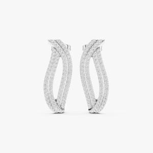 Boucles d'oreilles pendantes en or jaune 9K avec diamants de laboratoire ronds de 1,04 carat, double rangée pavée, vente en gros, bijoux OEM - Product Image 3