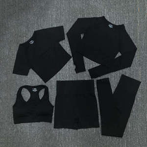 Conjunto Deportivo de 5 Piezas para Mujer ZULARI IMPEX, Color Verde Menta Sólido, Top Corto sin Mangas, Camiseta sin Mangas, Pantalones Cortos de Cintura Alta, Leggings Ajustados - Product Image 2