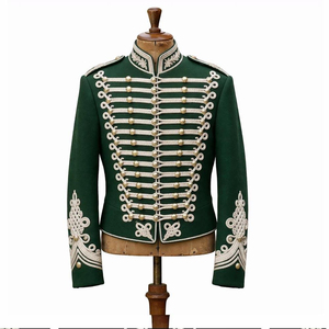 Veste Hussar Unisexe en Coton et Nylon Respirant à Manches Courtes, Broderie Blanche, Boutons Dorés, Manteau Formel Croisé pour Adulte - Product Image 5