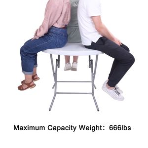 Tavolo Pieghevole Rotondo Bianco da 32 Pollici per Uso Esterno, Tavolo Pieghevole Multiuso - Product Image 4