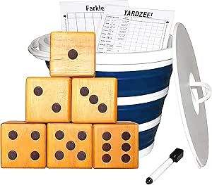 Jeu de dés géants en bois de qualité supérieure |   Ensemble Yardzee & Farkle avec seau |   Artisanat de qualité fait main |   Meilleur prix d'usine - Product Image 2