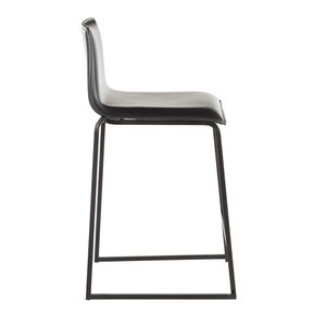 Set di 2 sgabelli da bar Mara da 26 pollici, contemporanei, in metallo nero e similpelle - Product Image 3